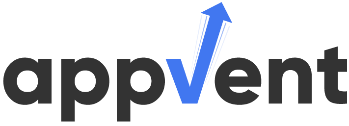 Appvent Black and Blue Logo
